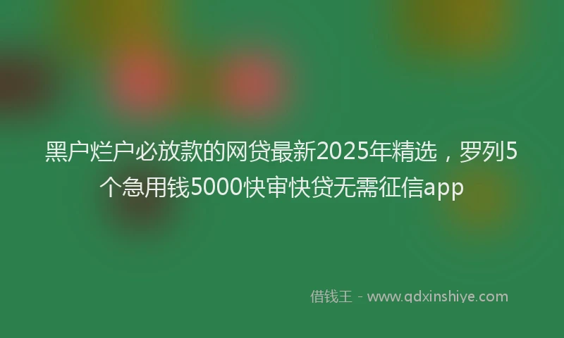 黑户烂户必放款的网贷最新2025年精选，罗列5个急用钱5000快审快贷无需征信app