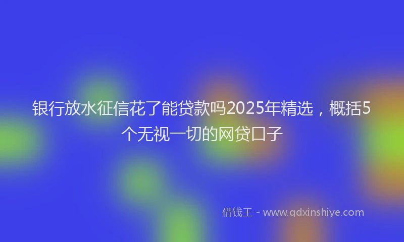 银行放水征信花了能贷款吗2025年精选，概括5个无视一切的网贷口子