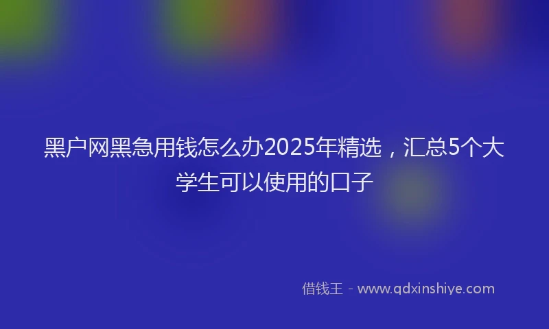 黑户网黑急用钱怎么办2025年精选，汇总5个大学生可以使用的口子