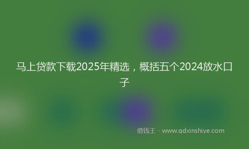 马上贷款下载2025年精选，概括五个2024放水口子
