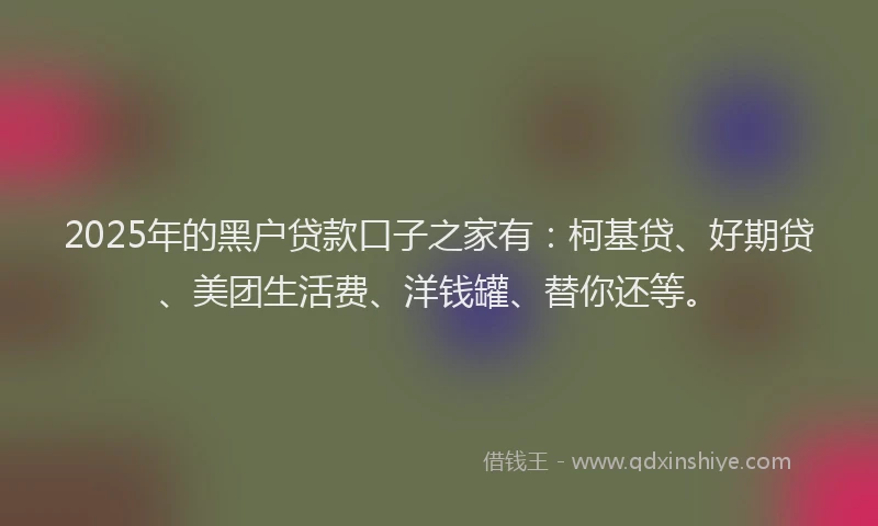 2025年的黑户贷款口子之家有：柯基贷、好期贷、美团生活费、洋钱罐、替你还等。
