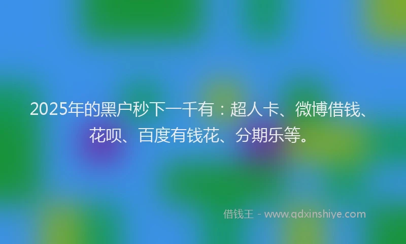 2025年的黑户秒下一千有：超人卡、微博借钱、花呗、百度有钱花、分期乐等。