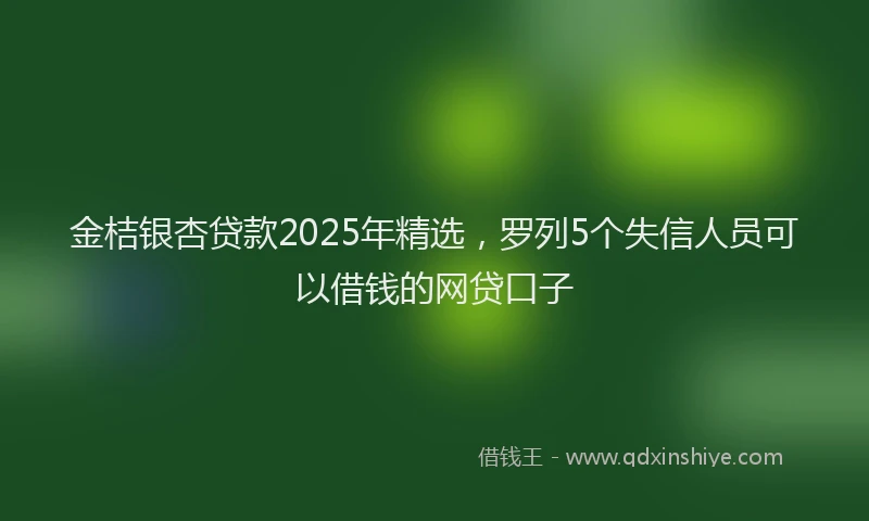 金桔银杏贷款2025年精选，罗列5个失信人员可以借钱的网贷口子