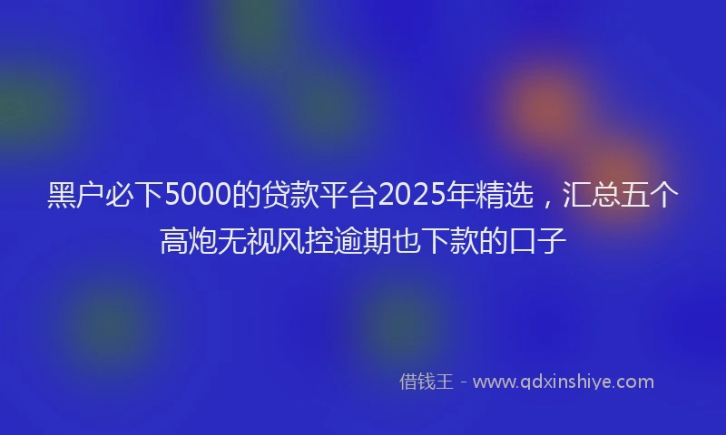 黑户必下5000的贷款平台2025年精选，汇总五个高炮无视风控逾期也下款的口子