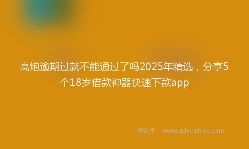 高炮逾期过就不能通过了吗2025年精选，分享5个18岁借款神器快速下款app