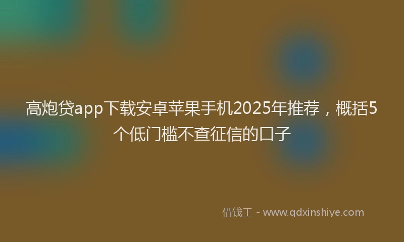 高炮贷app下载安卓苹果手机2025年推荐，概括5个低门槛不查征信的口子