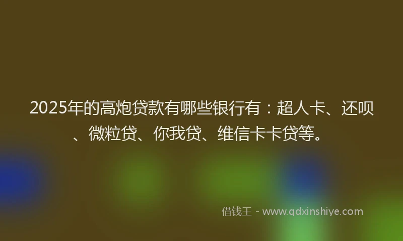 2025年的高炮贷款有哪些银行有：超人卡、还呗、微粒贷、你我贷、维信卡卡贷等。