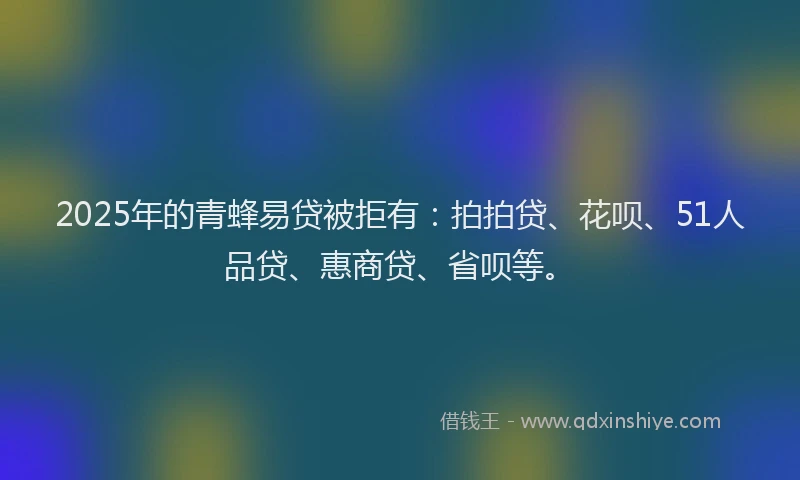 2025年的青蜂易贷被拒有：拍拍贷、花呗、51人品贷、惠商贷、省呗等。