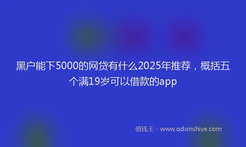 黑户能下5000的网贷有什么2025年推荐，概括五个满19岁可以借款的app