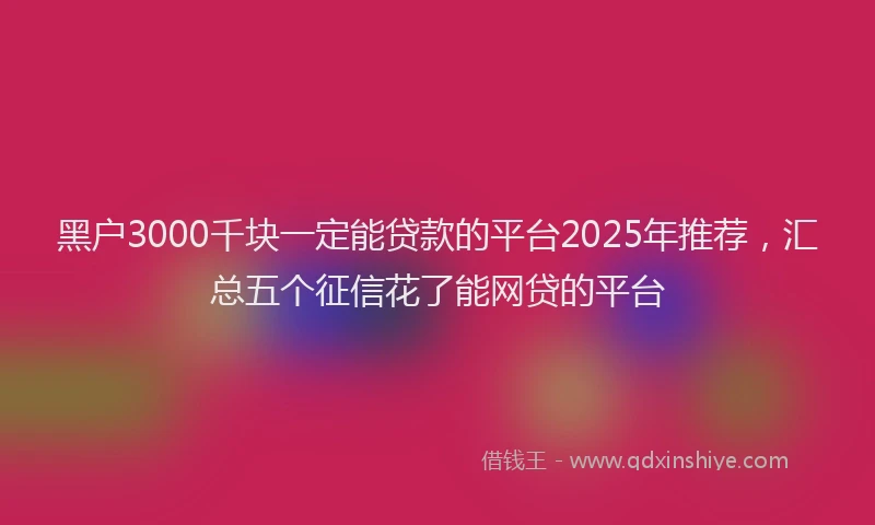 黑户3000千块一定能贷款的平台2025年推荐，汇总五个征信花了能网贷的平台