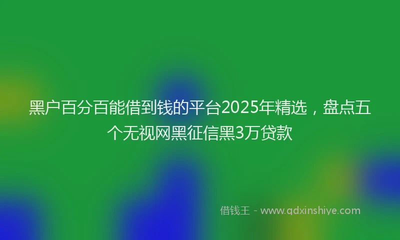 黑户百分百能借到钱的平台2025年精选，盘点五个无视网黑征信黑3万贷款
