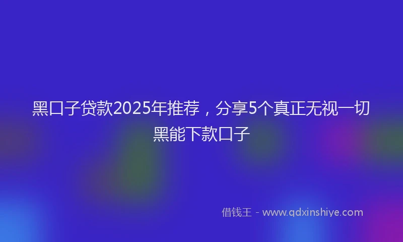 黑口子贷款2025年推荐，分享5个真正无视一切黑能下款口子