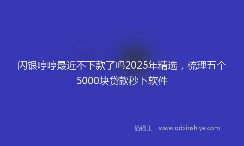闪银哼哼最近不下款了吗2025年精选，梳理五个5000块贷款秒下软件