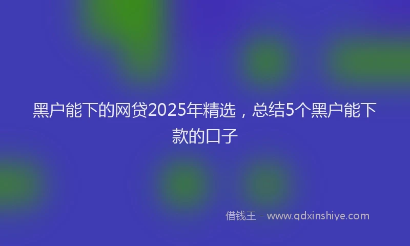 黑户能下的网贷2025年精选，总结5个黑户能下款的口子
