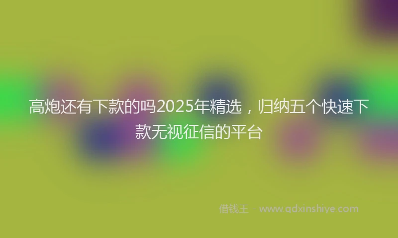 高炮还有下款的吗2025年精选，归纳五个快速下款无视征信的平台