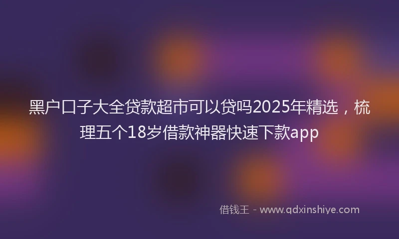 黑户口子大全贷款超市可以贷吗2025年精选，梳理五个18岁借款神器快速下款app