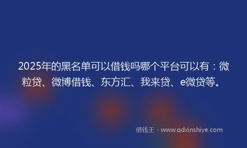 2025年的黑名单可以借钱吗哪个平台可以有：微粒贷、微博借钱、东方汇、我来贷、e微贷等。