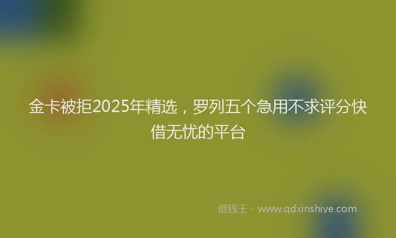 金卡被拒2025年精选，罗列五个急用不求评分快借无忧的平台