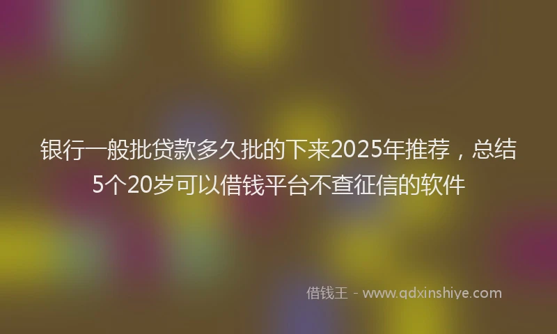 银行一般批贷款多久批的下来2025年推荐，总结5个20岁可以借钱平台不查征信的软件