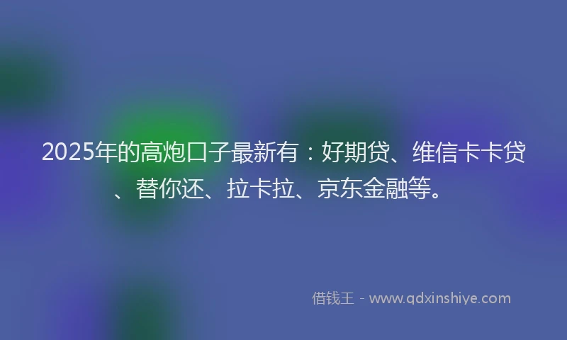 2025年的高炮口子最新有：好期贷、维信卡卡贷、替你还、拉卡拉、京东金融等。