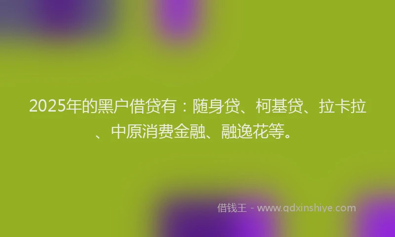 2025年的黑户借贷有：随身贷、柯基贷、拉卡拉、中原消费金融、融逸花等。