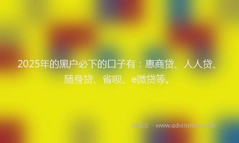 2025年的黑户必下的口子有：惠商贷、人人贷、随身贷、省呗、e微贷等。