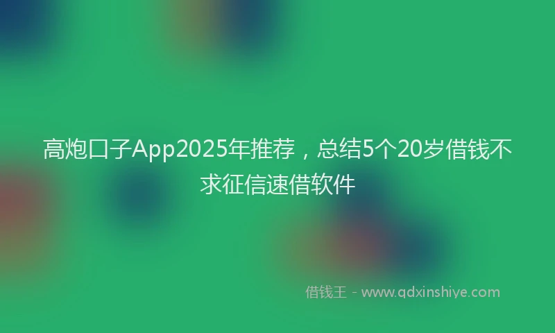 高炮口子App2025年推荐，总结5个20岁借钱不求征信速借软件