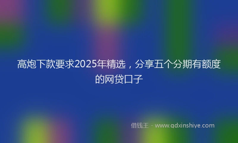 高炮下款要求2025年精选，分享五个分期有额度的网贷口子