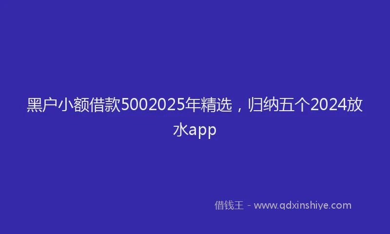 黑户小额借款5002025年精选，归纳五个2024放水app