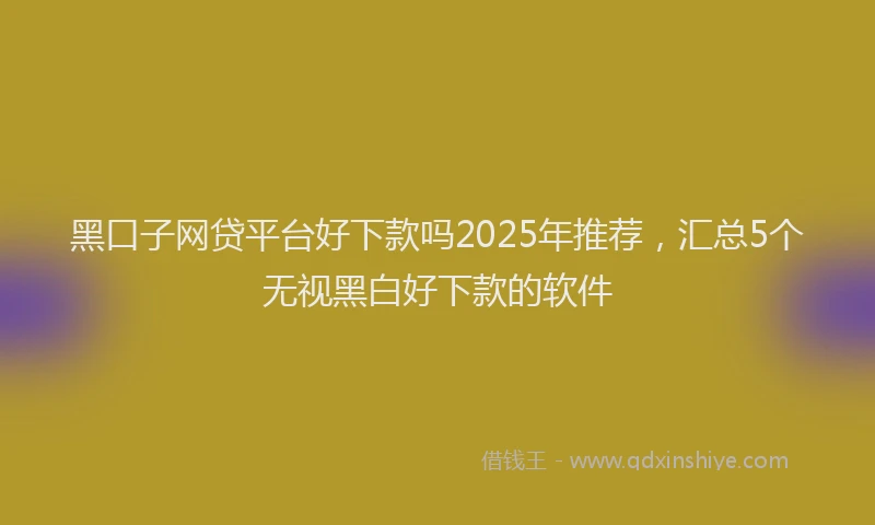 黑口子网贷平台好下款吗2025年推荐，汇总5个无视黑白好下款的软件
