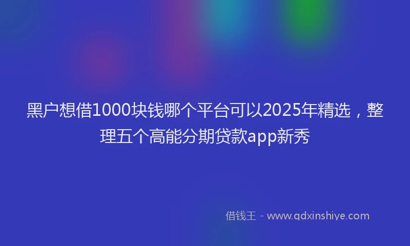黑户想借1000块钱哪个平台可以2025年精选，整理五个高能分期贷款app新秀
