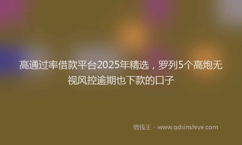 高通过率借款平台2025年精选，罗列5个高炮无视风控逾期也下款的口子