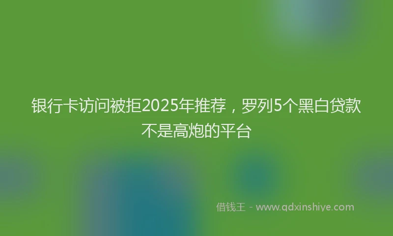 银行卡访问被拒2025年推荐，罗列5个黑白贷款不是高炮的平台