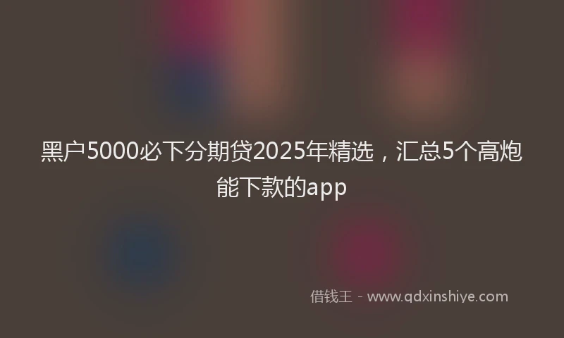 黑户5000必下分期贷2025年精选，汇总5个高炮能下款的app