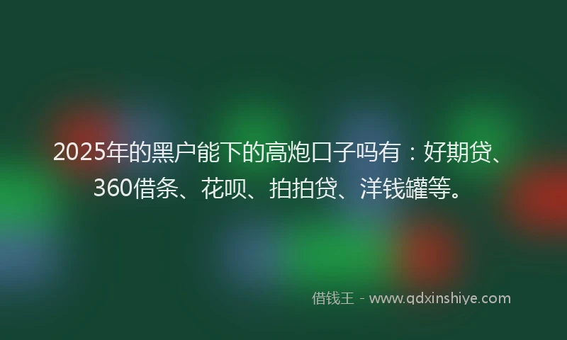 2025年的黑户能下的高炮口子吗有：好期贷、360借条、花呗、拍拍贷、洋钱罐等。