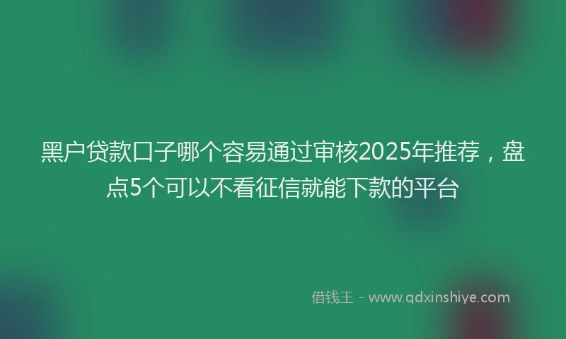黑户贷款口子哪个容易通过审核2025年推荐，盘点5个可以不看征信就能下款的平台