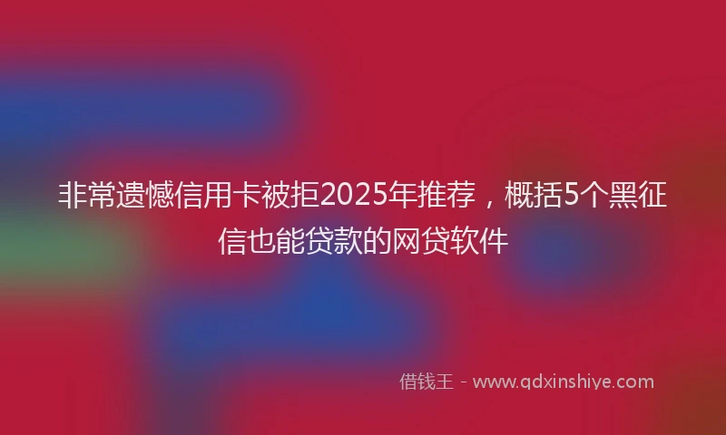 非常遗憾信用卡被拒2025年推荐，概括5个黑征信也能贷款的网贷软件