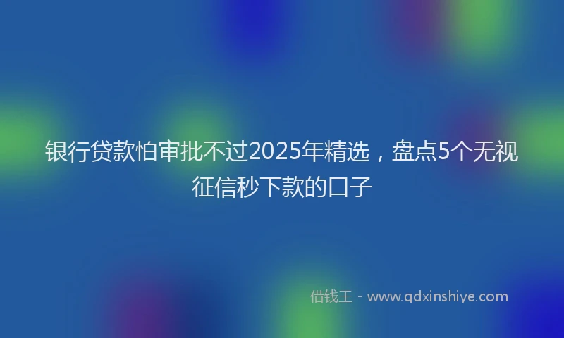 银行贷款怕审批不过2025年精选，盘点5个无视征信秒下款的口子