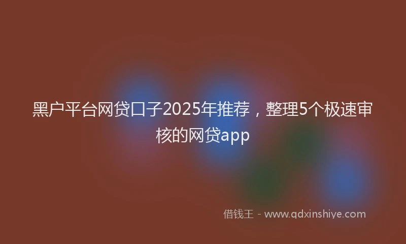 黑户平台网贷口子2025年推荐，整理5个极速审核的网贷app