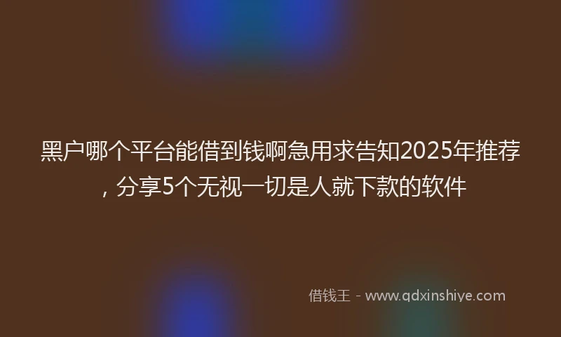 黑户哪个平台能借到钱啊急用求告知2025年推荐，分享5个无视一切是人就下款的软件
