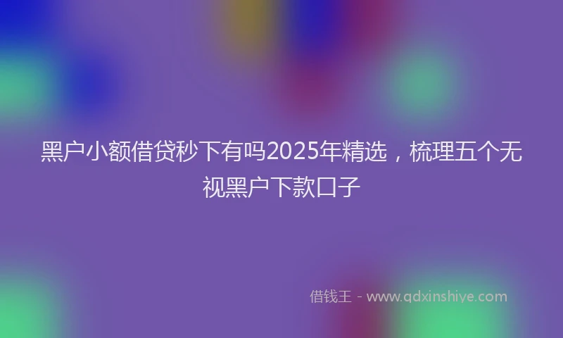 黑户小额借贷秒下有吗2025年精选，梳理五个无视黑户下款口子