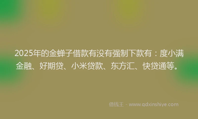 2025年的金蝉子借款有没有强制下款有：度小满金融、好期贷、小米贷款、东方汇、快贷通等。