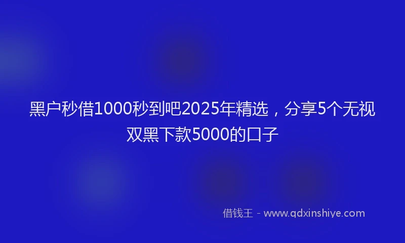 黑户秒借1000秒到吧2025年精选，分享5个无视双黑下款5000的口子