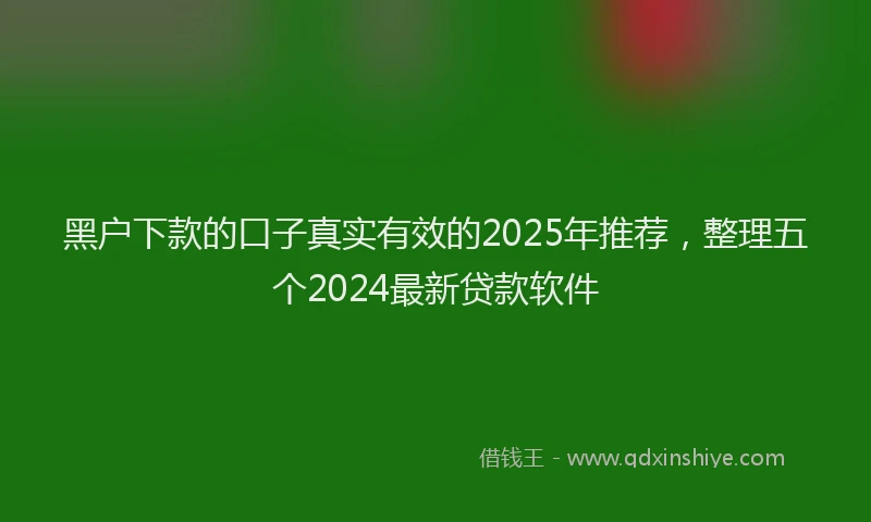 黑户下款的口子真实有效的2025年推荐，整理五个2024最新贷款软件