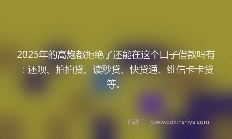 2025年的高炮都拒绝了还能在这个口子借款吗有：还呗、拍拍贷、读秒贷、快贷通、维信卡卡贷等。