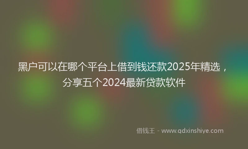 黑户可以在哪个平台上借到钱还款2025年精选，分享五个2024最新贷款软件