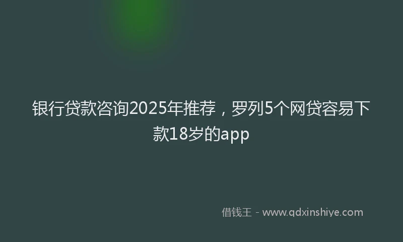 银行贷款咨询2025年推荐，罗列5个网贷容易下款18岁的app