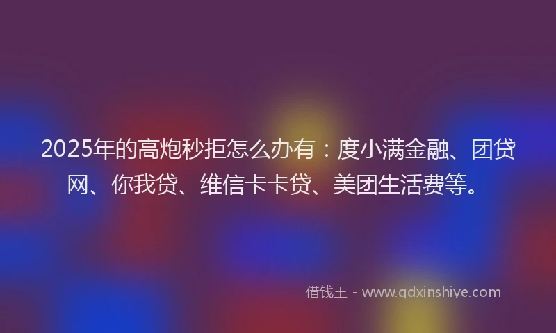 2025年的高炮秒拒怎么办有：度小满金融、团贷网、你我贷、维信卡卡贷、美团生活费等。