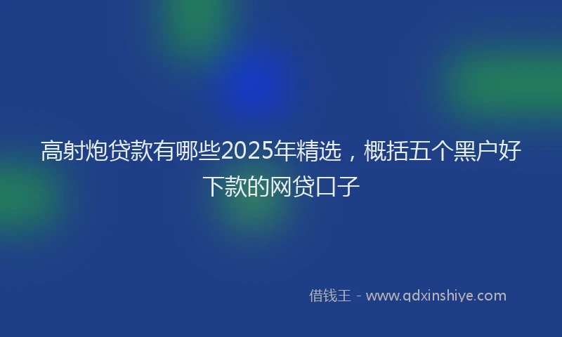 高射炮贷款有哪些2025年精选，概括五个黑户好下款的网贷口子