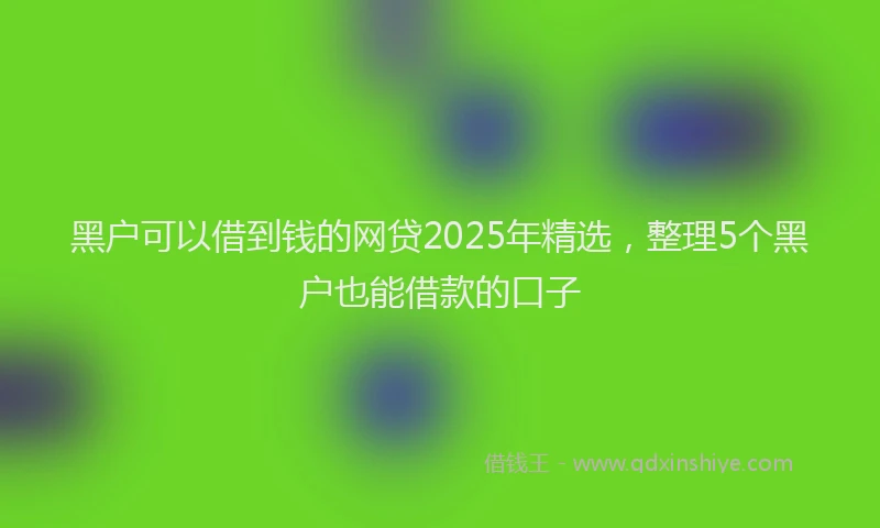 黑户可以借到钱的网贷2025年精选，整理5个黑户也能借款的口子